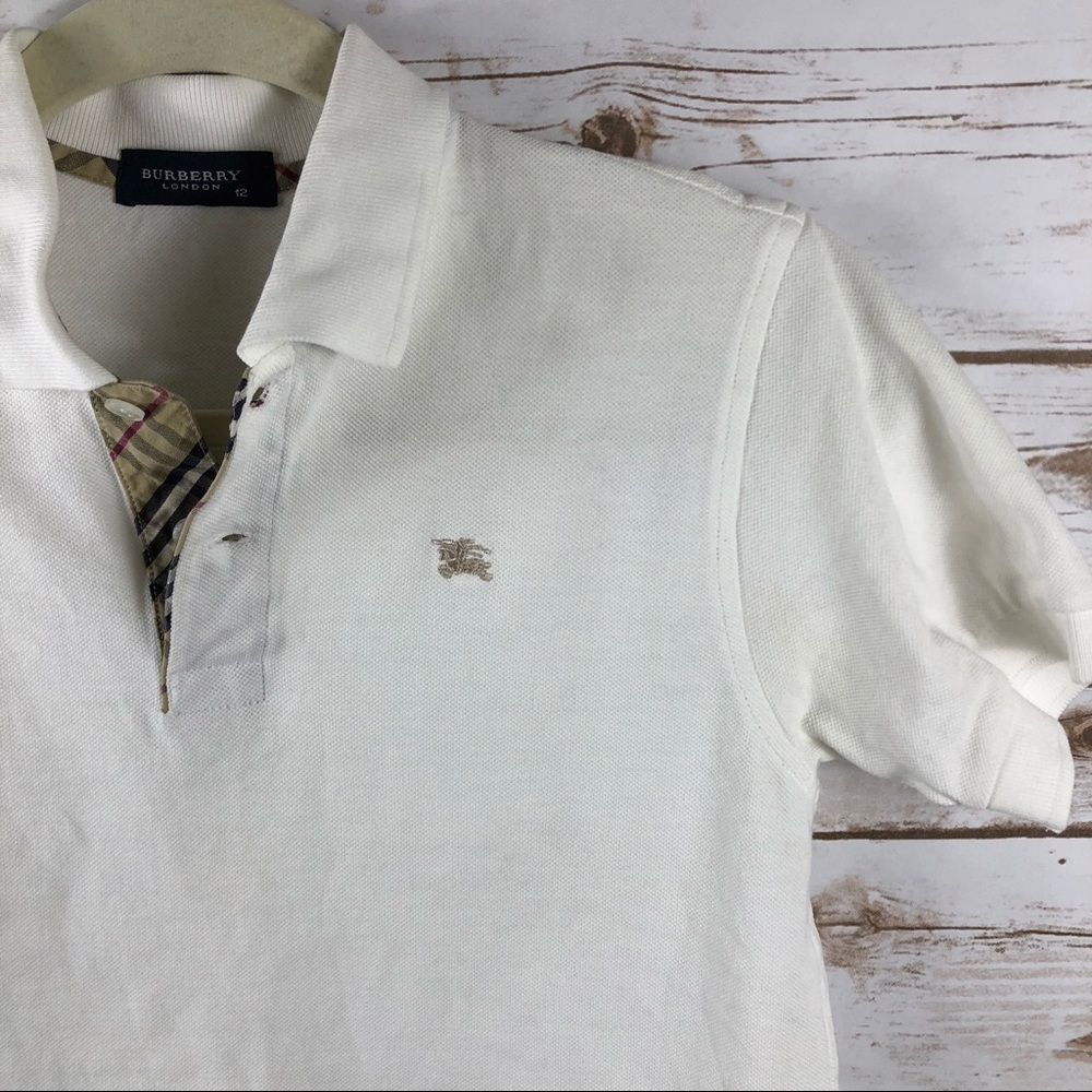 Burberry London white 1/4 button tartan plaid polo - Picture 3 of 8